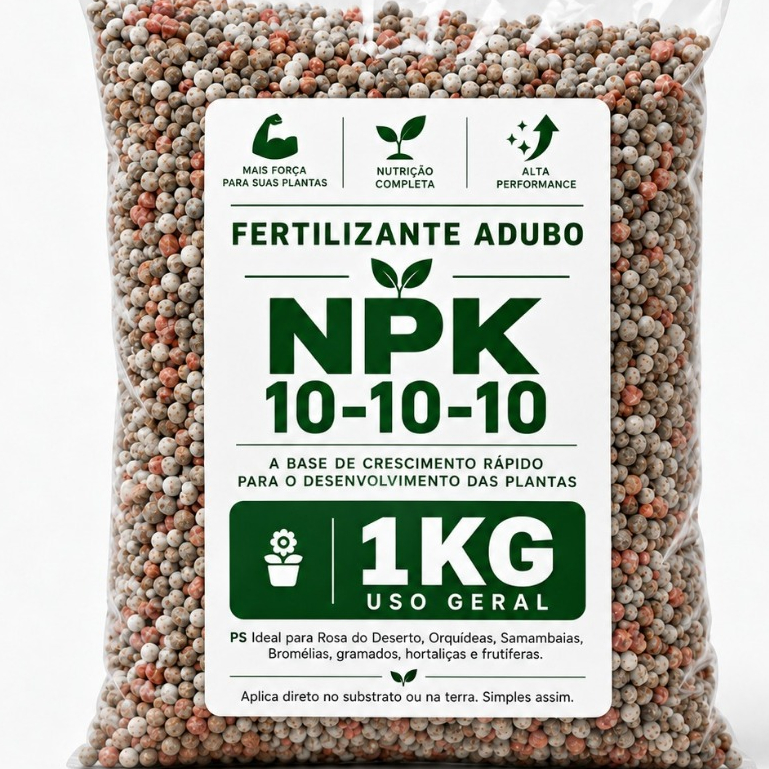 Fertilizante 1Kg com Adubo NPK 10-10-10 Completo Para Plantas Hortas Frutíferas Gramados Hortaliças