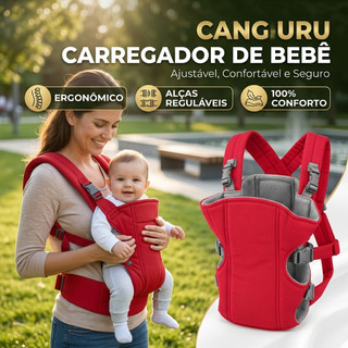 Bolsa Canguru Carregador de Bebê Baby Frontal Acolchoado Suporte Ajustável com Alças Vermelho