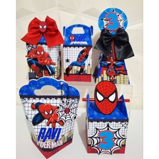 KIT CAIXAS PERSONALIZADAS HOMEM ARANHA/LEMBRANCINHAS SPIDER MAN/DECORACAO DE ANIVERSARIO HOMEM ARANHA