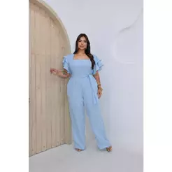Macacão Feminino Linho Moda Evangelica Cristã Formatura Madrinha Civil Casamento Elegante Festa Luxo