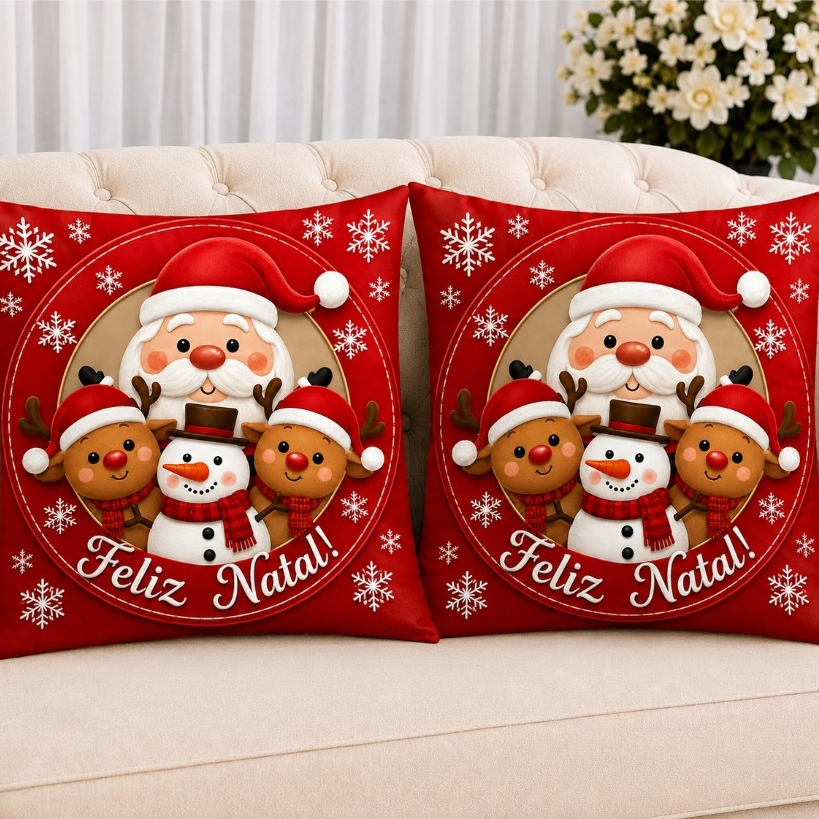 KIT 2 Capas Para Almofadas Decorativas de Luxo, Estilo Moderno Feliz Natal Lar Amor Sublimadas 45x45