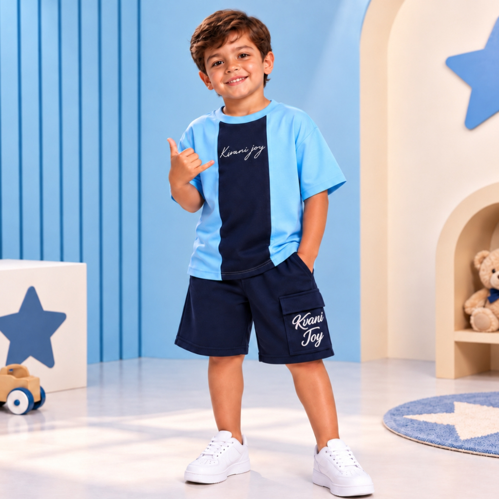 Conjunto Infantil Juvenil - Blusa + Bermuda Refrescante Veste Meninos de 2 ao 12 Casual Moderno