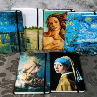 CadernO Sketchbook Obras de Arte Capa Dura para Anotação ou Desenho - VAN GOGH, MONET, VERMEER Aesth
