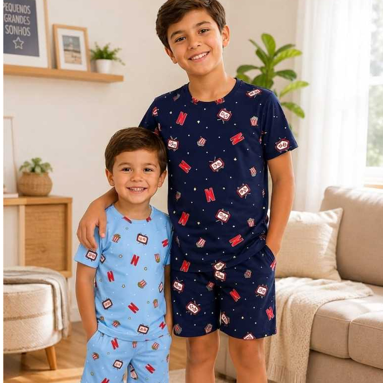 Pijama Infantil Masculino, menino / pijama infantil verão /conjunto pijama ( camisa e short ) malha suede confortável