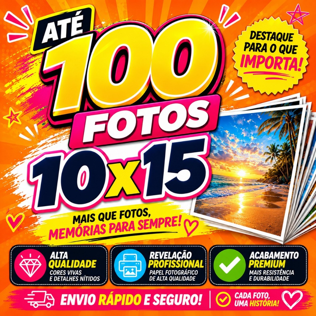PACOTE DE ATÉ 100 FOTOS 10x15 alta qualidade Envio rapido + BRINDE