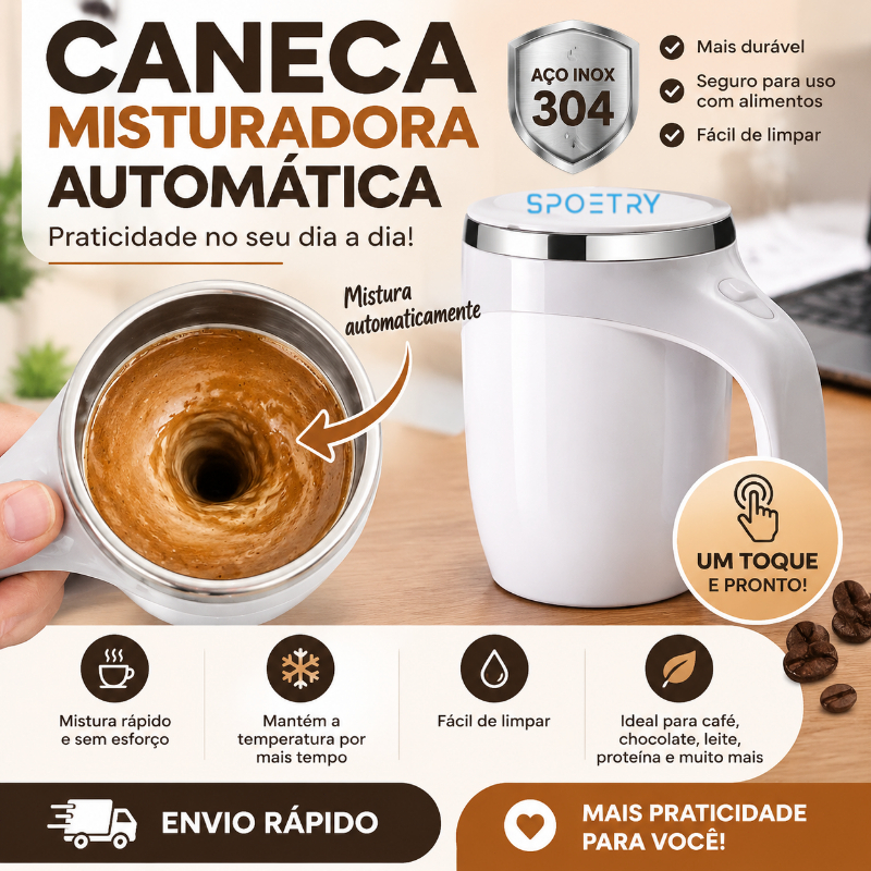 Caneca Térmica 380ml Com Mixer Magnético, Copo Misturador De Bebidas Para Café, Shake, Suco E Whey Protein