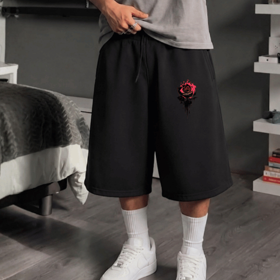 Bermuda Short Moletom Baggy Estampada Estilo Gringo Oversized Masculino Casual Streetwear Moda Urban Soltinho