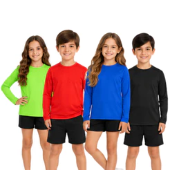 Camiseta Protecao Solar Infantil Juvenil UV 50+ Manga Longa Termica Dry Fit Blusa Praia Piscina