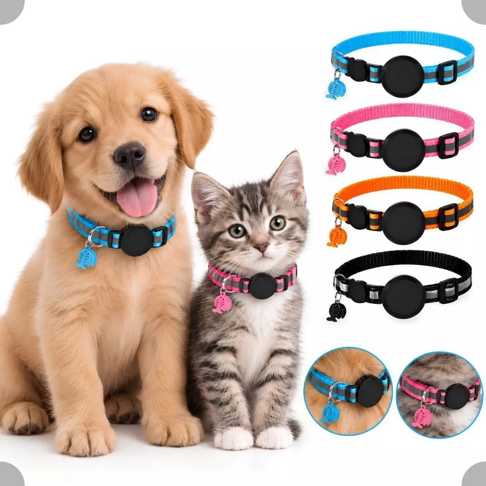 Coleira Pet Gato E Cachorro Para Airtag Gps Refletiva