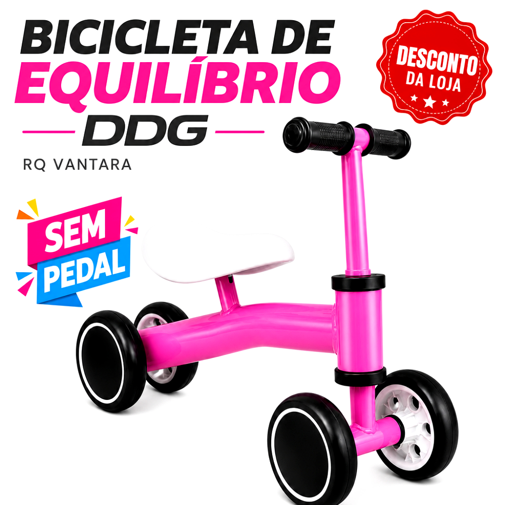 Bicicleta Equilibrio Infantil Rosa Balance Bike Sem Pedais Seguranca Coordenação Equilíbrio Certificado Inmetro