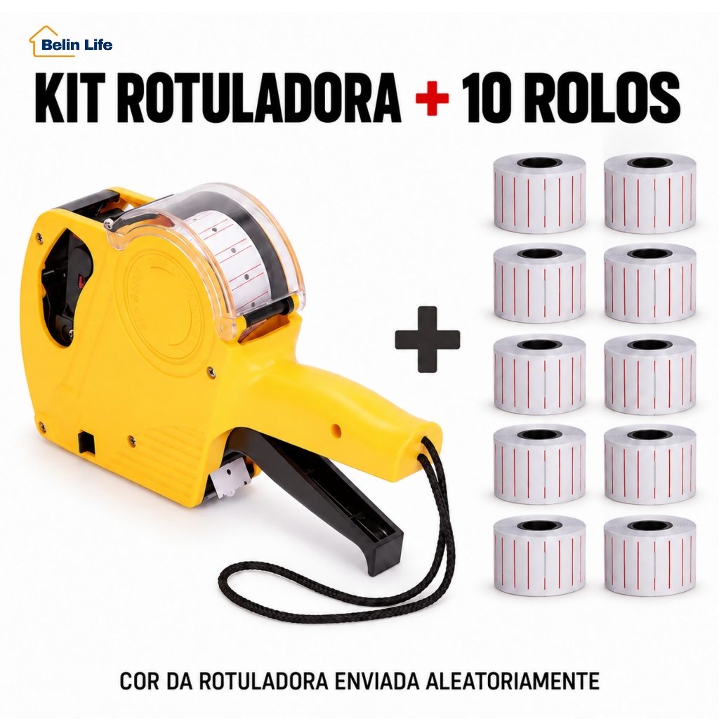 Rotuladora de Preços LUATEK LWJ-118 Manual em ABS com 10 Rolos de Etiquetas para Comércio e Lojas