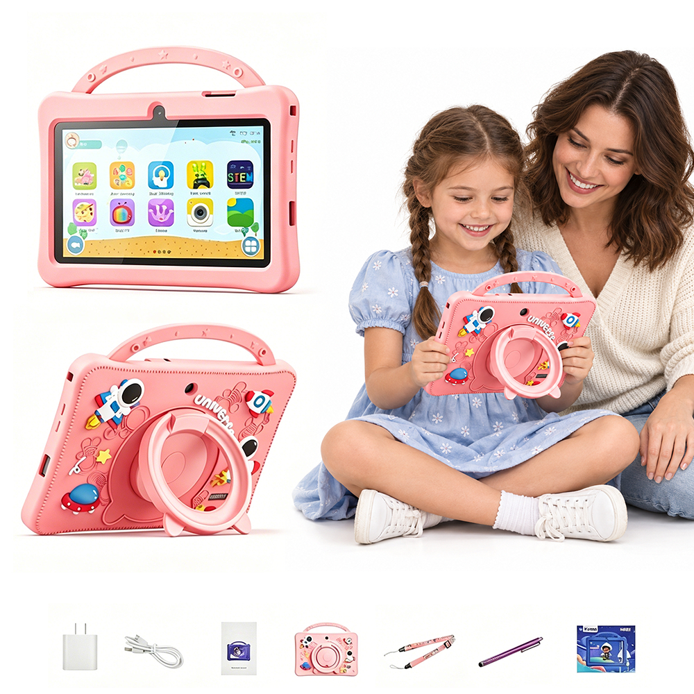 Tablet Infantil 7" HD IPS Wi-Fi Bluetooth 5.0 3500mAh com Capa Antichoque de Silicone Alça e Suporte