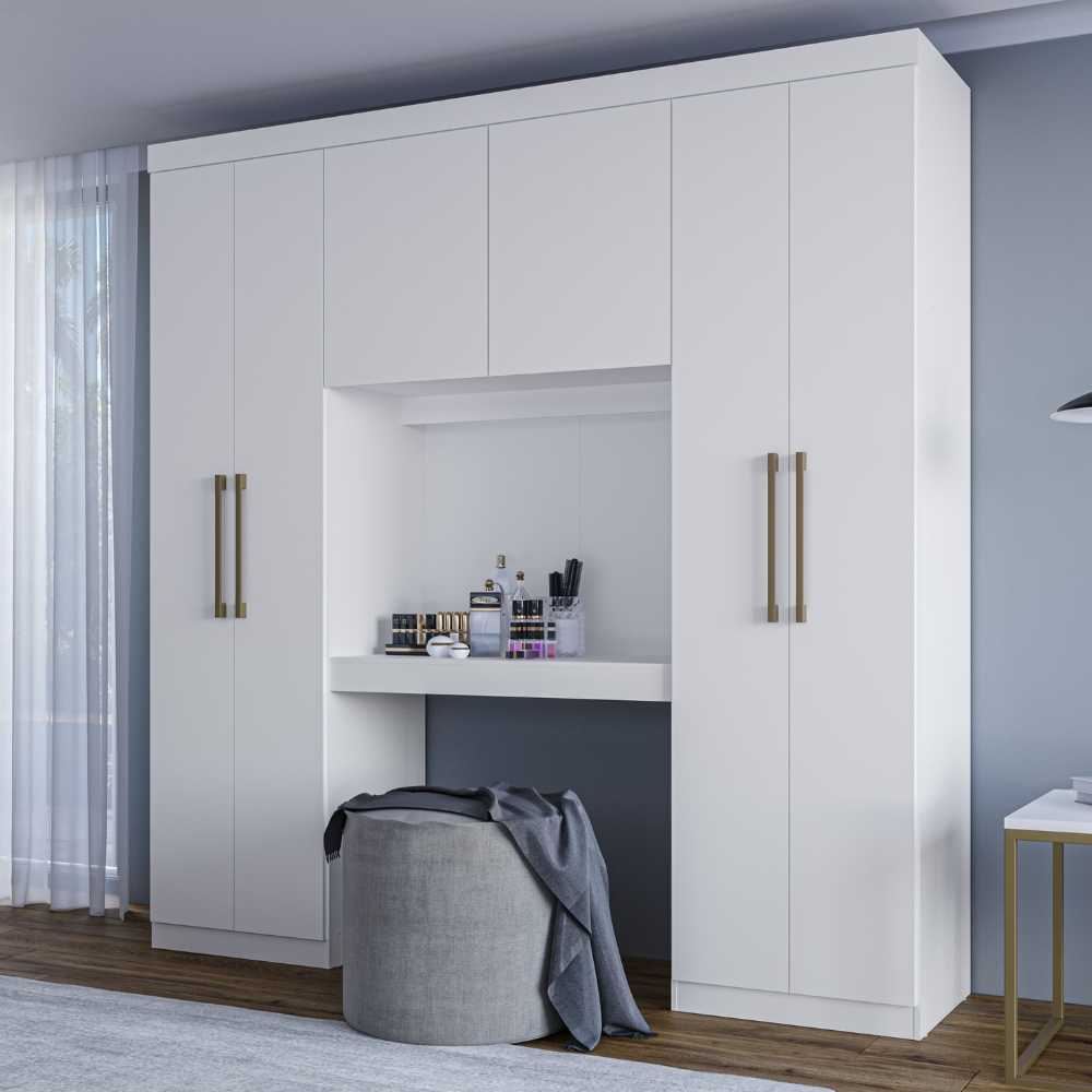 Guarda Roupa Casal 6 Portas Montagem Flex Branco Carraro