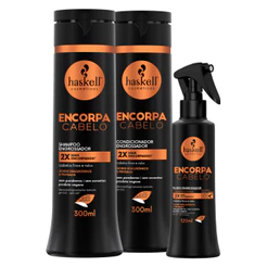 Kit Engrossador Encorpa Cabelo Haskell – Shampoo, Condicionador e Fluido Capilat Fios 2x mais encorpados