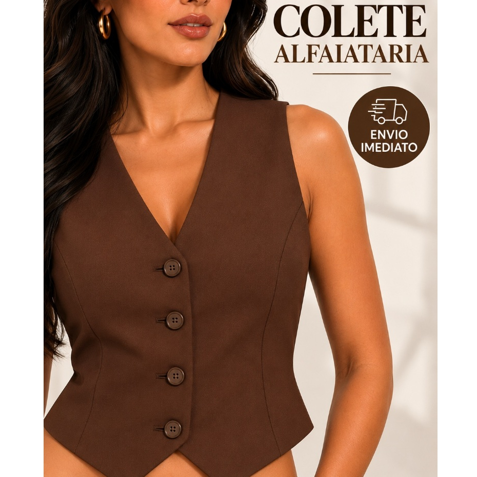 Colete de Alfaiataria Feminino Estilo Clássico e Moderno Tecido de Alta Qualidade