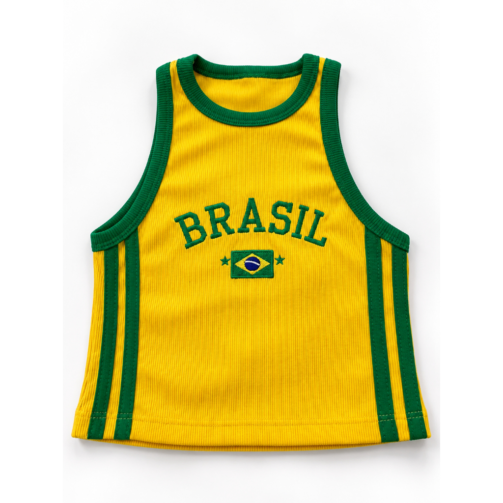 Regata Cropped Feminina Brasil Ribana Bordada — imagem 2 de 2