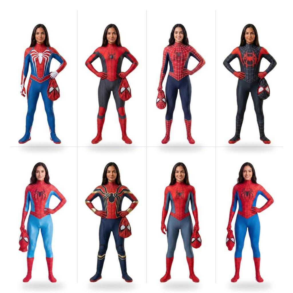 Fantasia Mulher Aranha Feminina Adulto e Infantil Homem Aranha Cosplay Macacão Lycra Solado Antiderrapante