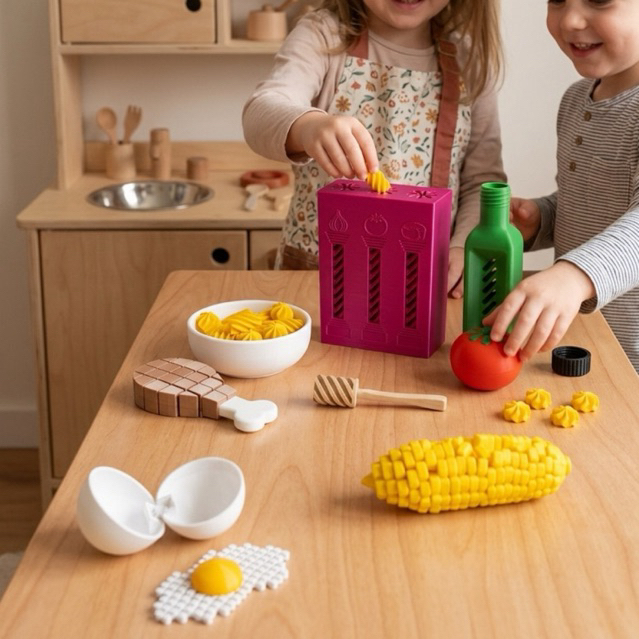 Mega Kit Comidinhas Infantil Sensorial Macarrão Milho Ovo Tomate Combo Brinquedo Educativo Lúdico