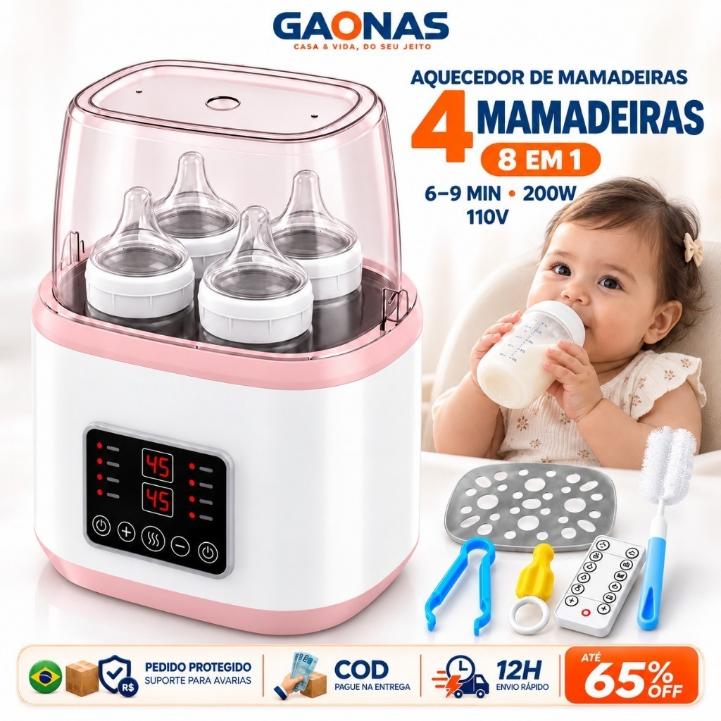 GN-Aquecedor e Esterilizador de Mamadeiras 8 em 1 Dupl110V 200W com Controle Remoto para Leite Materno Papinha e Bebê