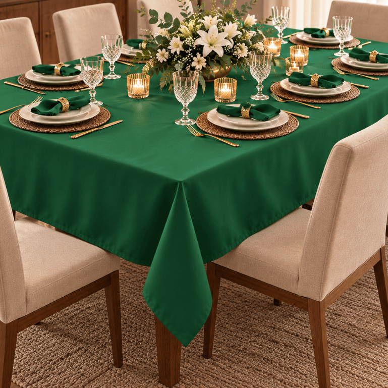 Toalha de Mesa 6 Cadeiras Oxford Decoração Elegante Cores Lisas Mesa Posta Natalina 2,00x1,40m