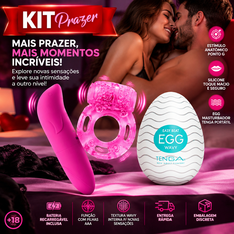 Kit Vibrador Ponto G Golfinho + Anel pêniano + Egg Masturbador Masculino