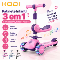 Patinete Infantil 3 em 1 | 1 a 12 Anos | Menino e Menina | Primeiro Patinete do Bebê