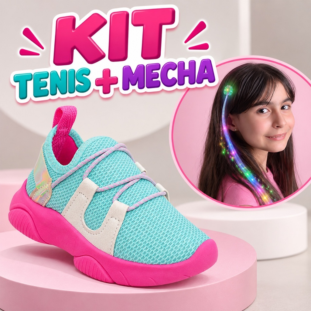 Tenis Infantil Menina Azul Conforto + Kit