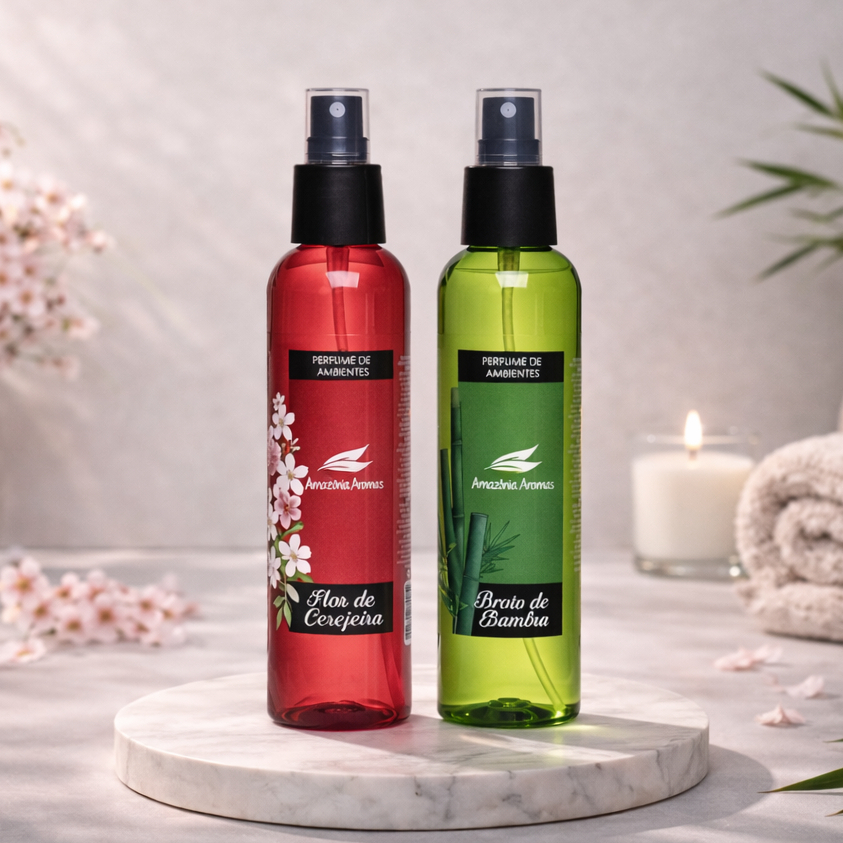 Kit 2 Perfumes de Ambiente Spray 200ml Para Casa Cheirinho Ambiente Odorizador Aromas