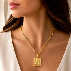 Corrente Cordão feminino CADEADO 4MM MAIS PINGENTE ESCOLHA SUA LETRA 100% em Moeda Antiga idêntico a ouro 18k