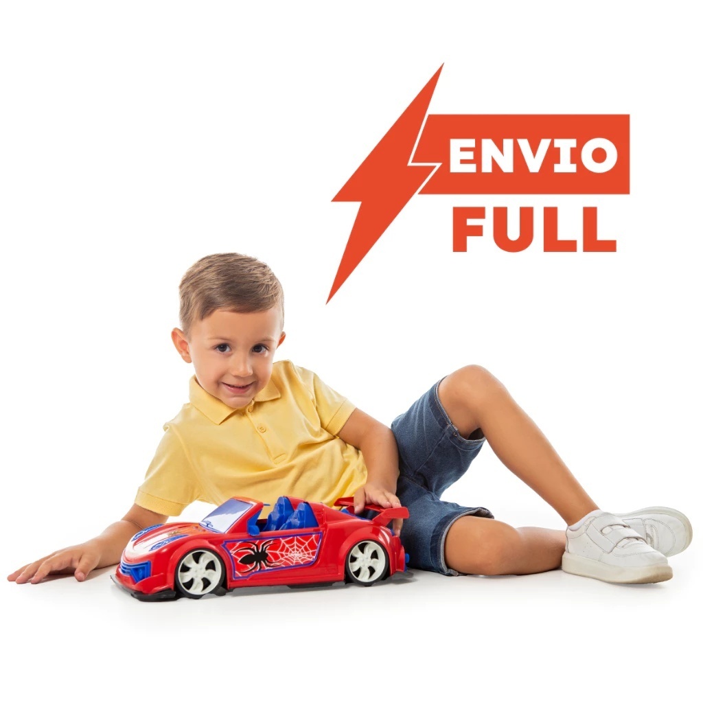 Carrinho Brinquedo Spider Porsche Sport Vermelho Grande Conversível Carro Homem Aranha