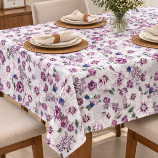Toalha de Mesa Retangular Oxford Poliéster Lisa Estampada Lavável 4 6 8 10 12 Lugares Coz…