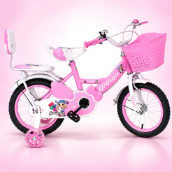 Bicicleta Infantil Menina 3-7 anos Aro 14 LED + V-Brake + Assento Boneca + Cestinho + Pneu + Paralamas + Sininho