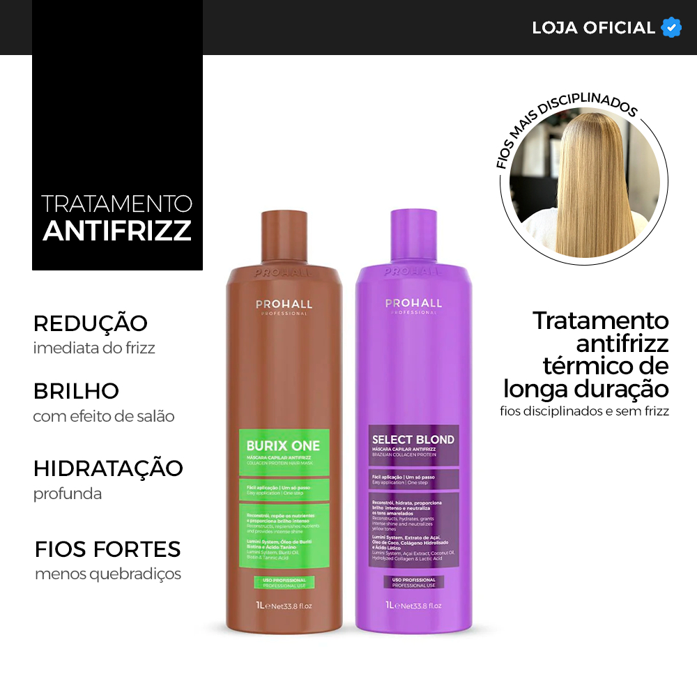 Kit Reestruturação Molecular Tanino Orgânica Burix One 1L + Select Blond 1L