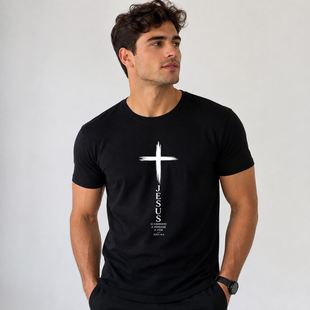 Camiseta Masculina Camisa Unissex Algodão Estampada Religiosa Deus Jesus Cristo Cristã