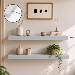 Prateleira Cinza 80x20 Grossa 30mm MDF Suporte Invisível