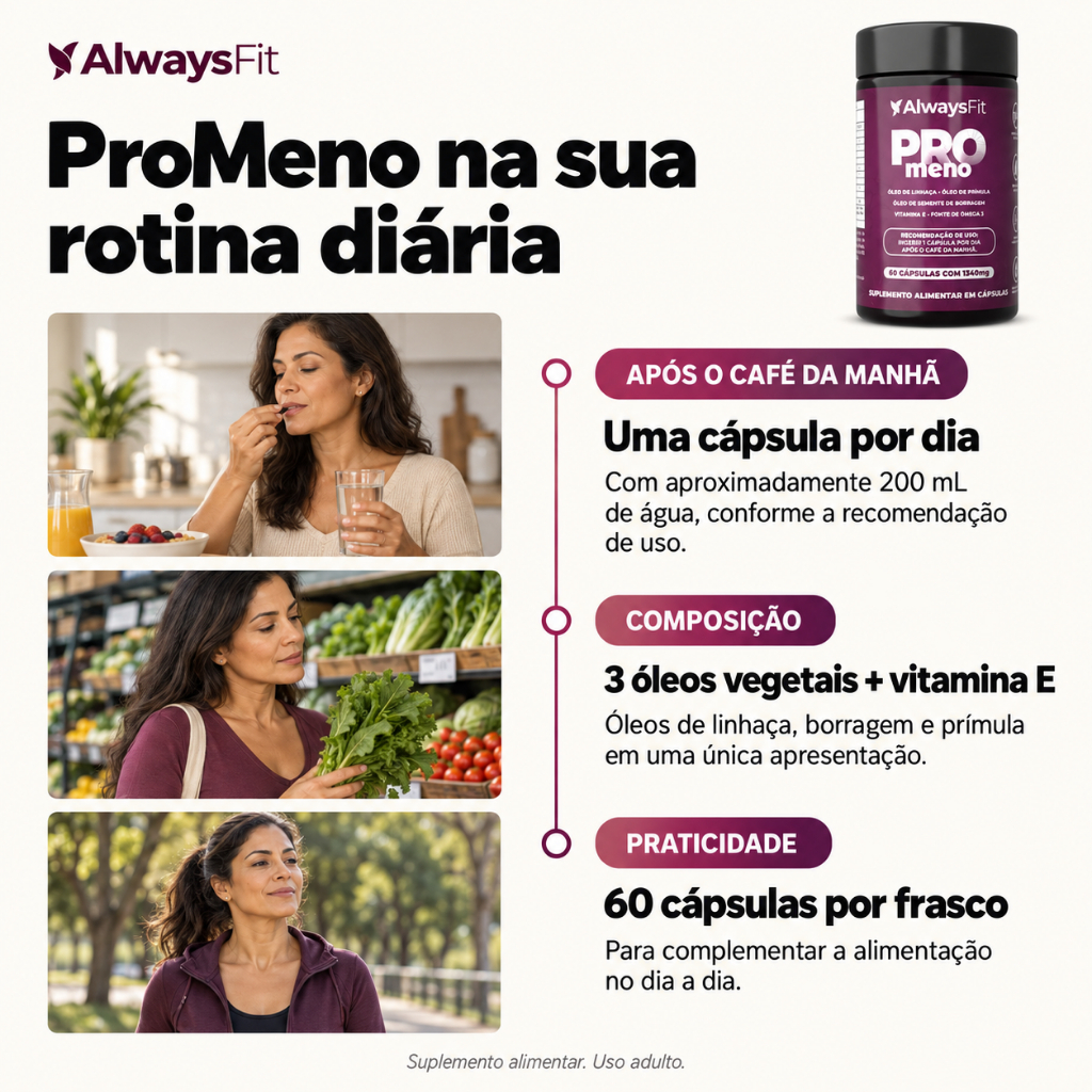 ProMeno AlwaysFit - Óleo de Borragem, Prímula, Linhaça e Vitamina E - 60 Cápsulas · foto 2