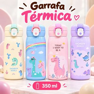 Garrafa Térmica infantil, Squeeze Infantil, Garrafa Escolar com Trava, Garrafa para Crianças, Garrafa 350m - 0194l