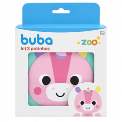 Kit 3 Potes Lancheira Infantil Buba Zoo Unicórnio