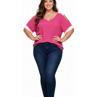 Blusa Feminina Plus Size Bata Vazada Moda Elegante