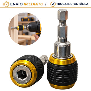 Adaptador Mandril Engate Rápido 1/4 6,35mm para Furadeira Parafusadeira Alça Porta Bits S…