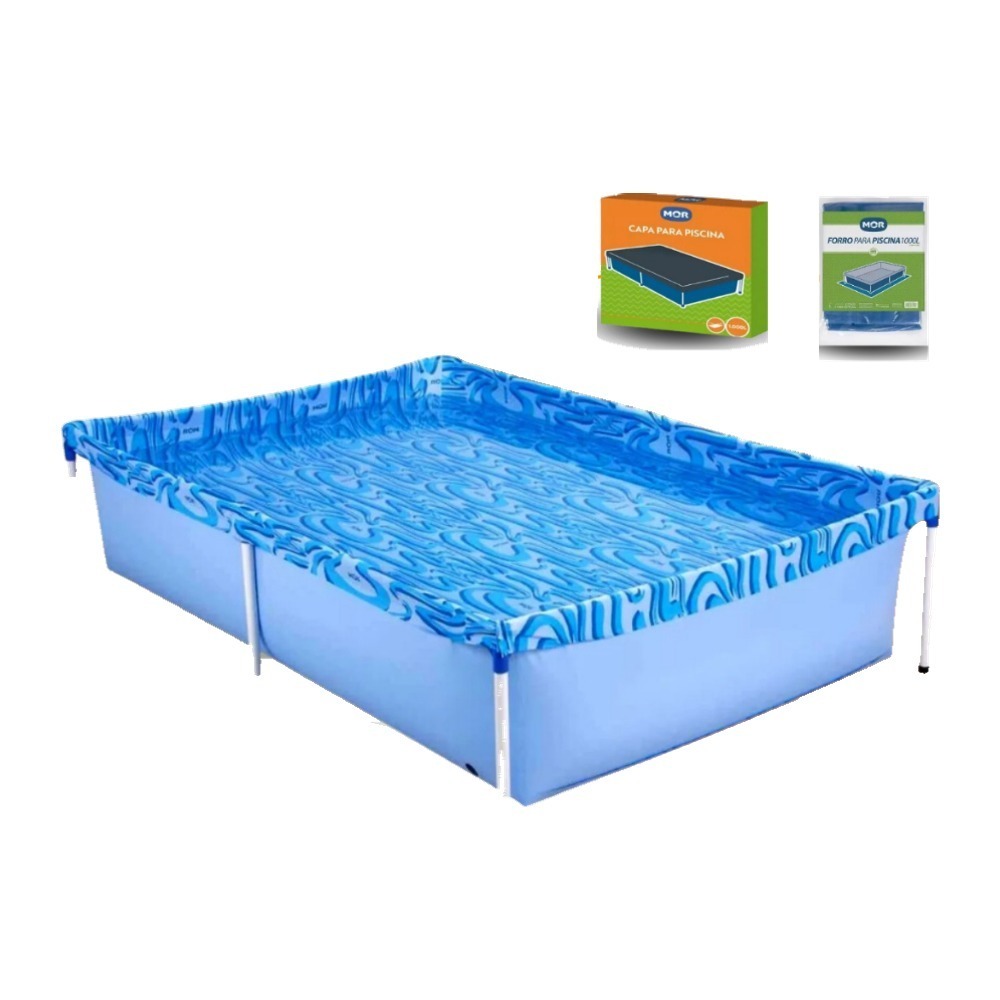 Piscina Infantil Retangular + Capa Standard + Forro 1000 Litros