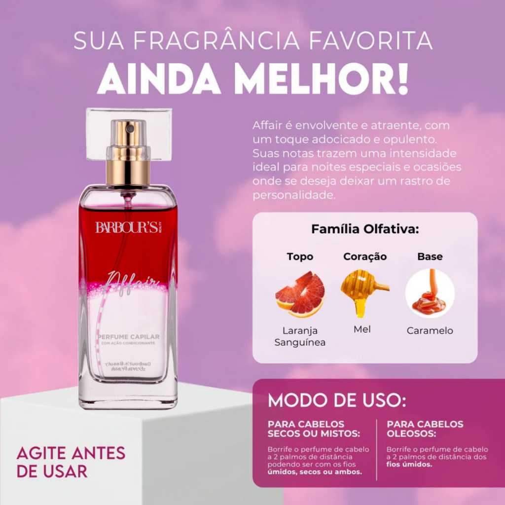 Kit Perfume Capilar 50ml e Body Splash Affair 200ml Barbour's Beauty · foto 2