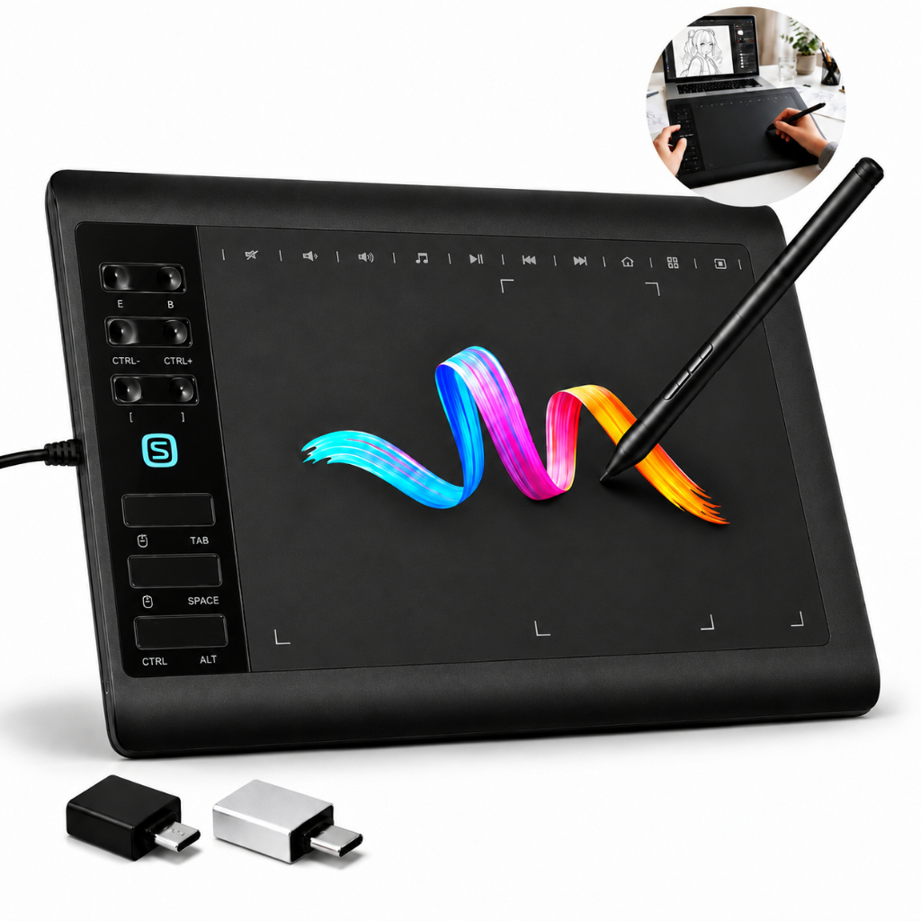Mesa Digitalizadora 11,6” 8192 Níveis Alta Precisão e Sensibilidade Toque para Desenho e Edição