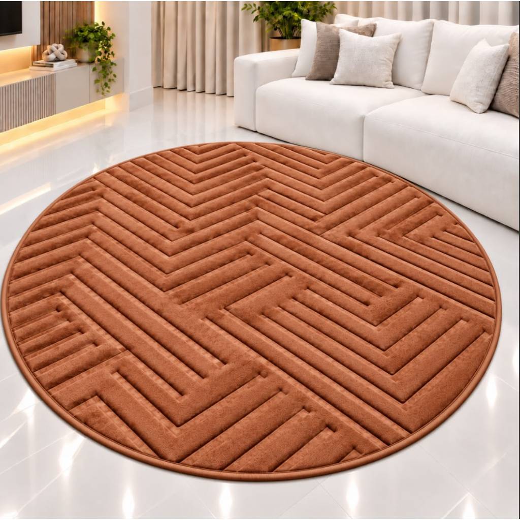 tapete redondo 2,00/1,60/1,20 diâmetro veludo decorativo moderno