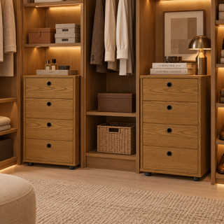 Kit 2 Mesas de Cabeceira Gaveteiro 4 Gavetas com Corrediças Metálicas para Quarto e Closet - Cores