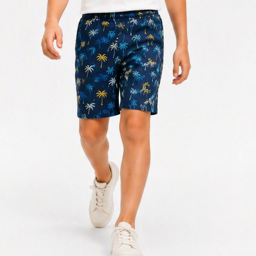 Kit Com 04 Bermuda Infantil e Juvenil Masculina de Elástico Estampado Menino Praia