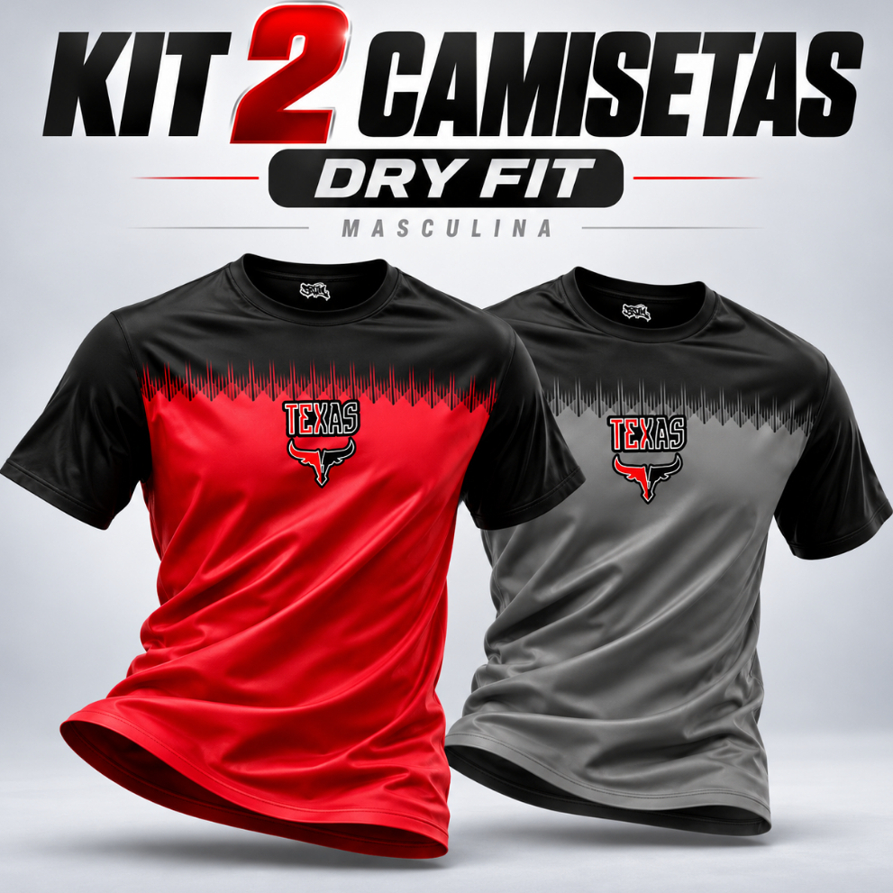 Kit 2 Camisetas Dry Fit Masculina Academia Treino Corrida Crossfit Esportiva Respirável