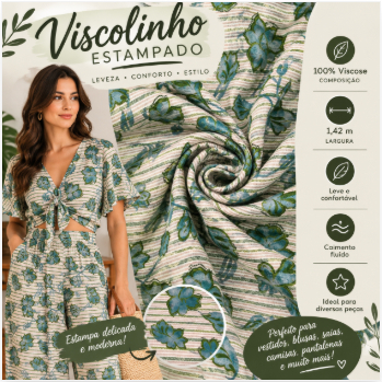 Viscolinho Estampado 100% Viscose – 1 Metro | Largura 1,42m - Coleção 2