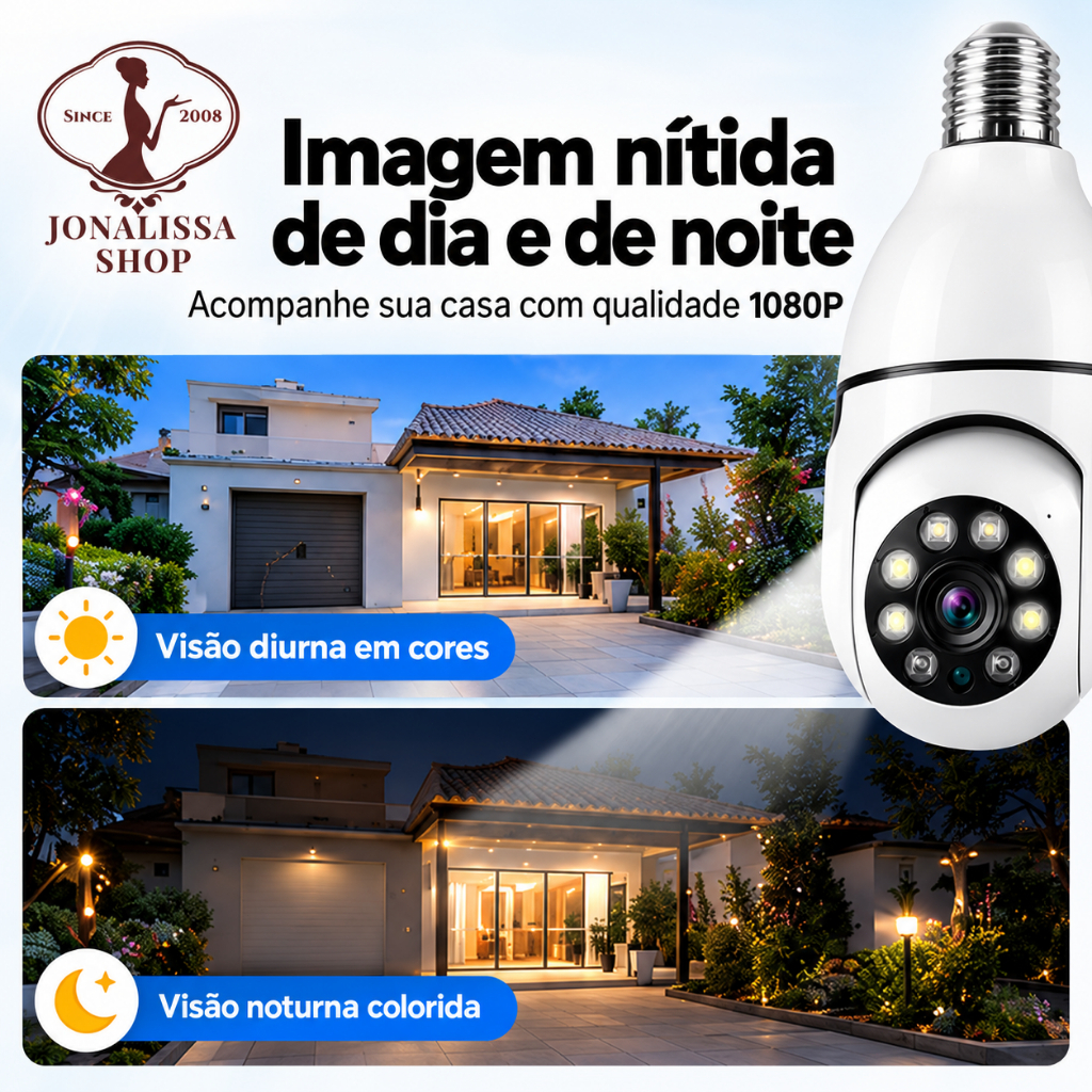 Câmeras Lâmpada Wi-Fi 1080P V360 Pro E27 Visão Noturna Áudio Detecção Movimento — imagem 2 de 2