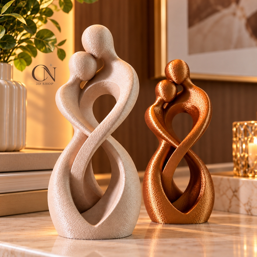 Escultura Casal Infinito Decorativa Minimalista | Estátua para Sala | Quarto | Aparador | Office | Presente Romântico